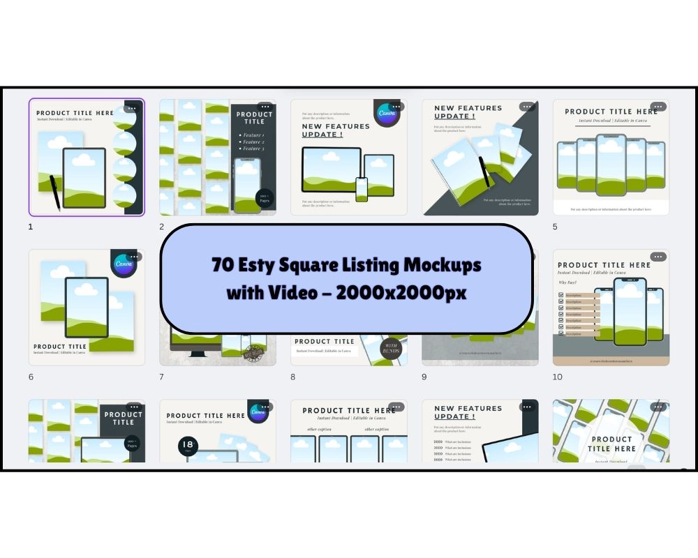 1000+ Etsy Listing Mockup Templates | Canva Editable | MRR & PLR Included