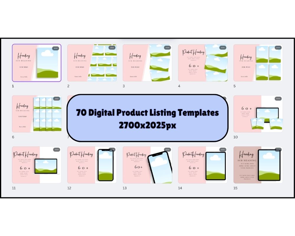 1000+ Etsy Listing Mockup Templates | Canva Editable | MRR & PLR Included