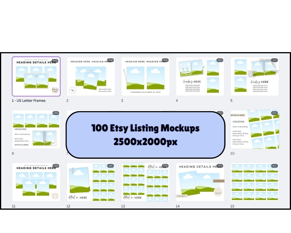 1000+ Etsy Listing Mockup Templates | Canva Editable | MRR & PLR Included