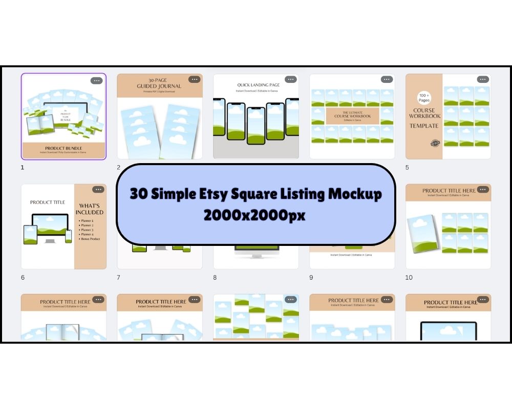 1000+ Etsy Listing Mockup Templates | Canva Editable | MRR & PLR Included