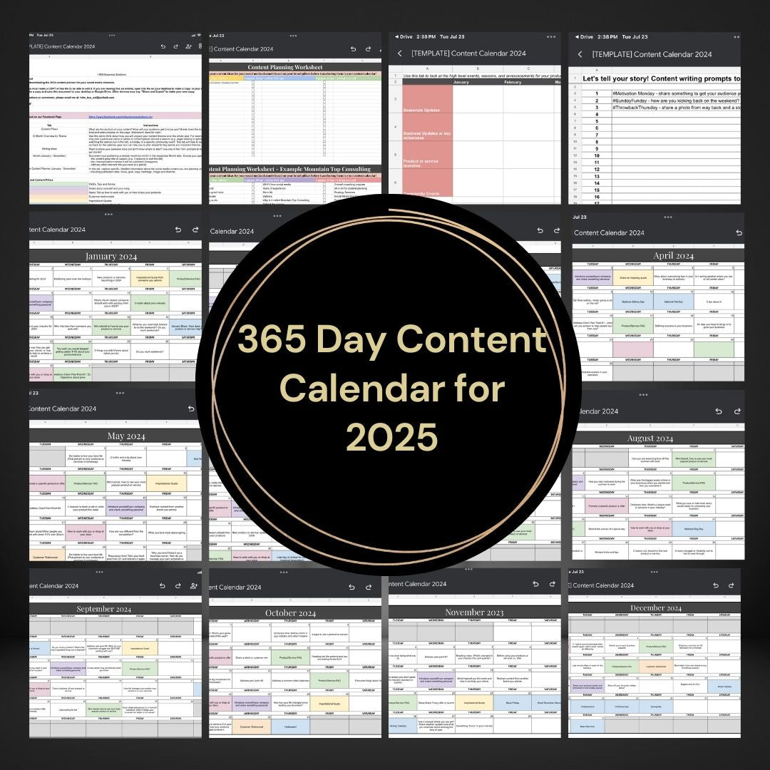 365 Day Content Calendar for 2025